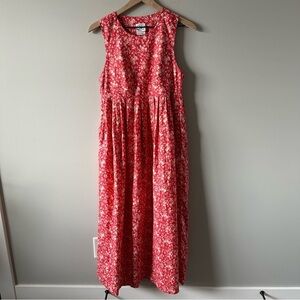 Vintage 90s Laura Ashley Red floral cottagecore dress Size 4 Pockets Prairie